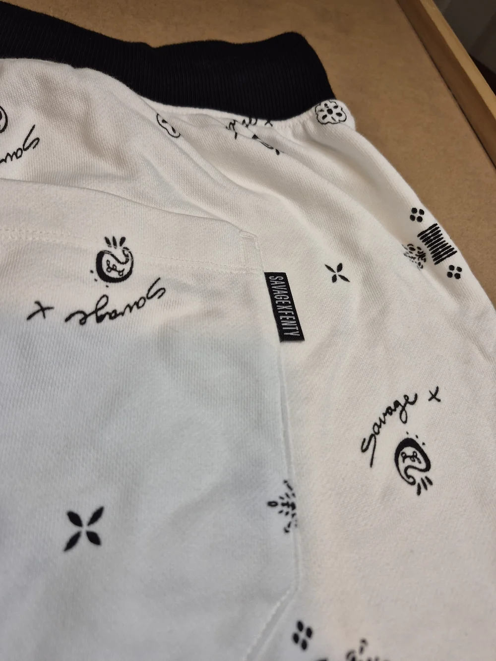 Savage X Fenty White Bandana-Print Athletic Shorts with Black Waistband 4547